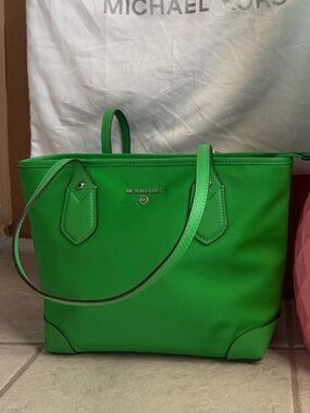 Michael Kors Bright Green Tote with Logo Detail
